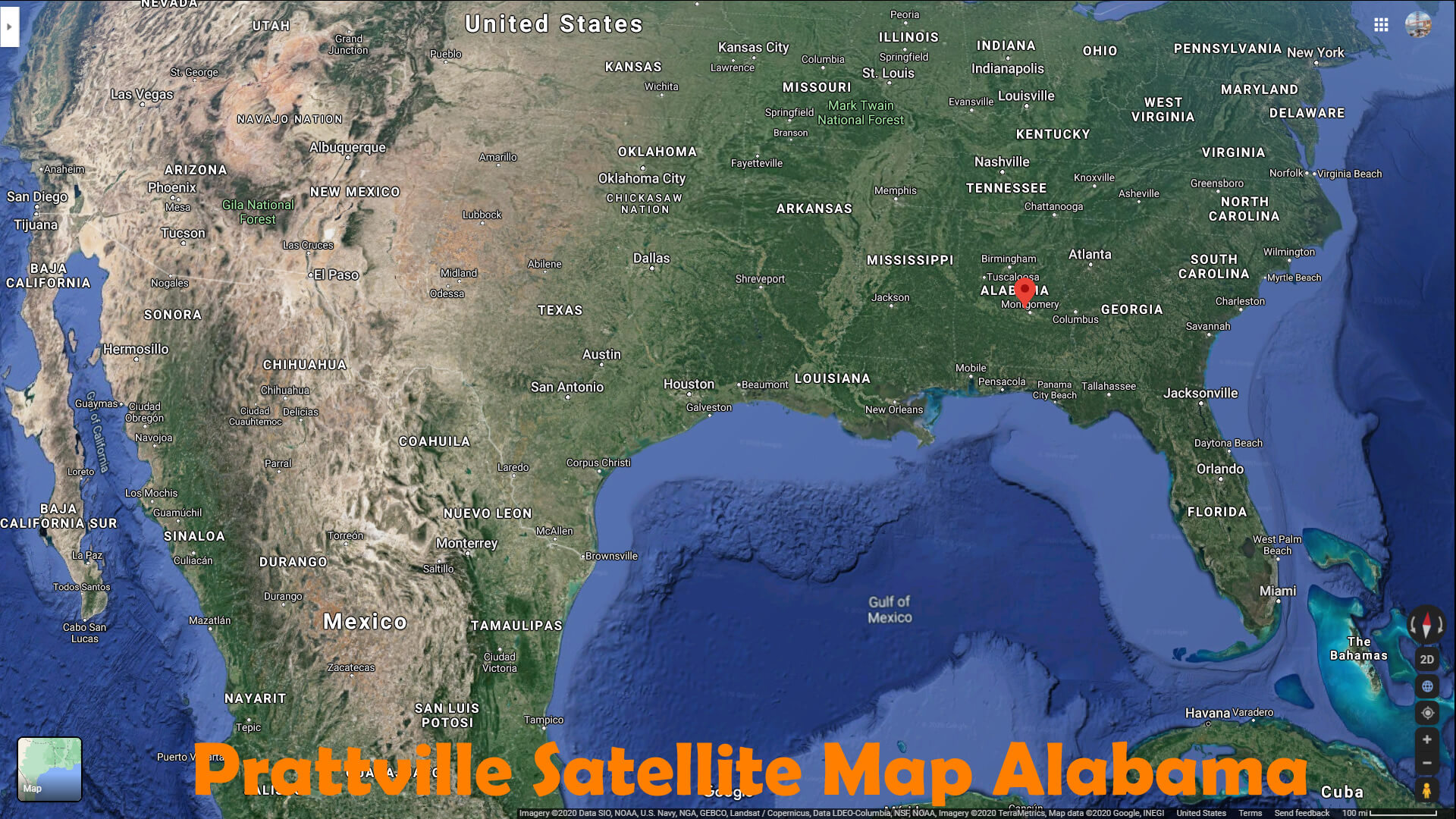 Prattville Satellite Carte Alabama